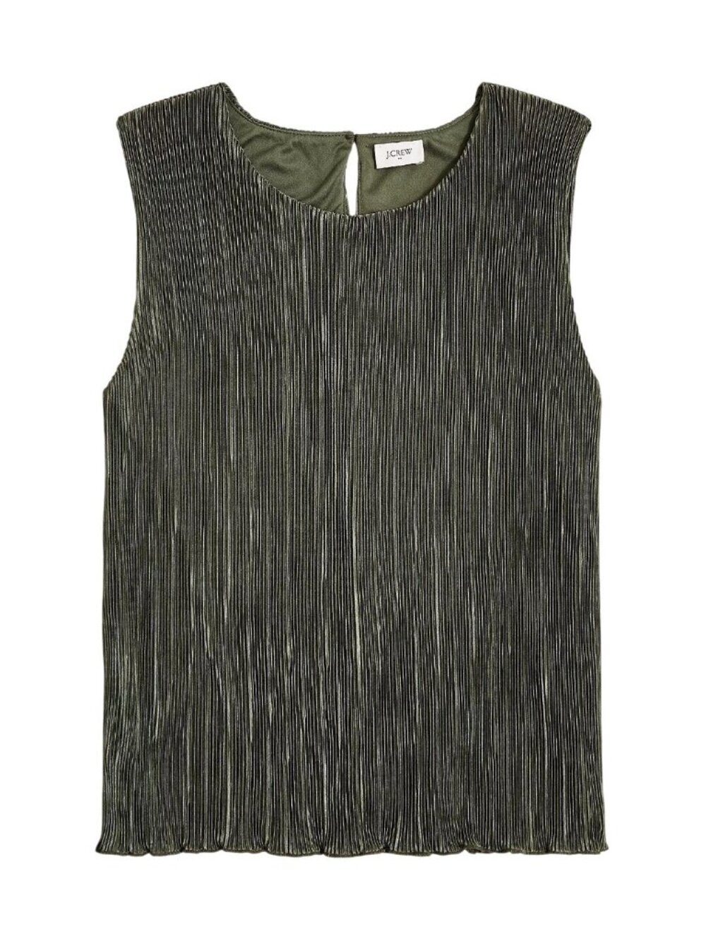 J.Crew Factory Green Plissé Pleated Shell Tank Top Womens Large New